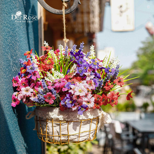 24 Bundles UV Resistant Artificial Flowers for Outdoors Mixed Colors Fake Flowers for Garden Porch Patio Fence Decor5