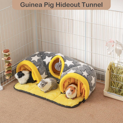 Avont Guinea Pig Tunnel, Small Animal Hideaway Tube Toy | Cozy Plush Tunnel for Guinea Pigs and Small Pets with Non-Slip Bottom and 2-In-1 Design in Medium Size Starry2