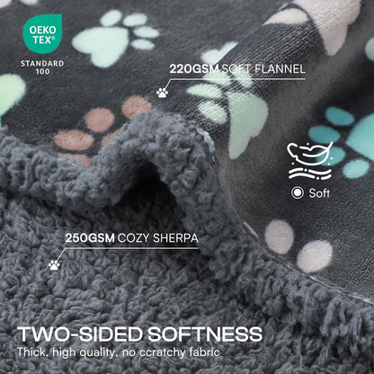 Luciphia Waterproof Pet Blankets for Couch Sofa Bed Cover Cat Liquid Pee Proof Washable Soft Fluffy Large Dog Blanket Reversible Furniture Protection Puppy Grey Paw Thicken Small（40" X 28"） | Soft Print Pet Blanket Washable Pee Proof, Furniture Protector for Couch Sofa Bed Car, Cozy Throw (40" X 28", Grey Paw)2