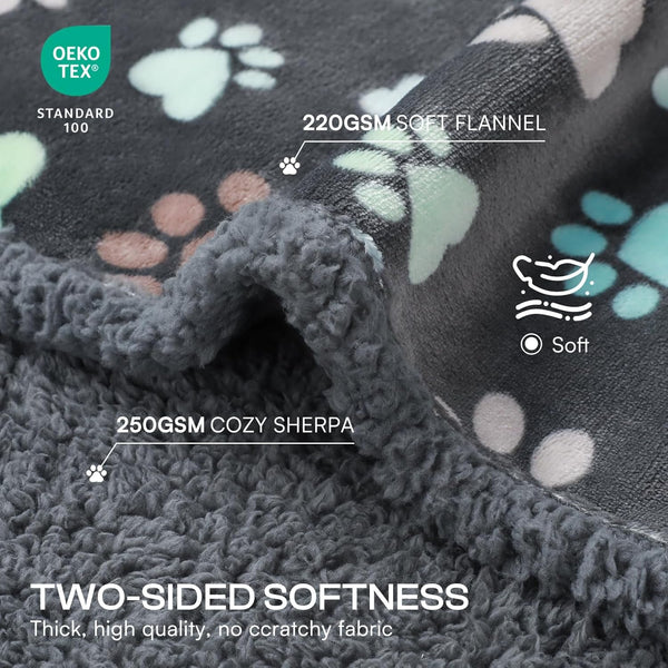 Luciphia Waterproof Pet Blankets for Couch Sofa Bed Cover Cat Liquid Pee Proof Washable Soft Fluffy Large Dog Blanket Reversible Furniture Protection Puppy Grey Paw Thicken Small（40" X 28"） | Soft Print Pet Blanket Washable Pee Proof, Furniture Protector for Couch Sofa Bed Car, Cozy Throw (40" X 28", Grey Paw)2