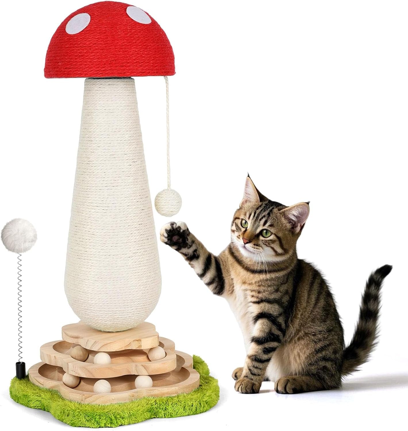 mushroom-cat-scratching-post-cat-tree-cute-cat-scratcher-tower-with-interactive-ball-two-layer-track-spring-ball-toys-mushroom-scratch-post-cat-sisal-scratcher-with-catnip-for-indoor-cats