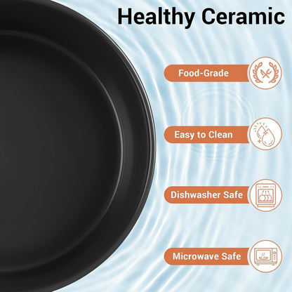Elevated Dog Bowls, Ceramic Raised Dog Bowl Set with Anti-Slip and Non-Tip Metal Stand, 2 Pack Pet Food and Water Feeding Bowls for Small and Medium Dogs (Black,3.6 Cups)5