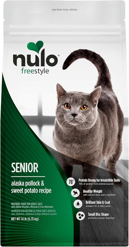 Nulo Freestyle Senior Dry Cat Food - Alaska Pollock & Sweet Potato, High Protein, Natural Grain Free Cat Food with Probiotics and L-Carnitine, 4Lb Bag11
