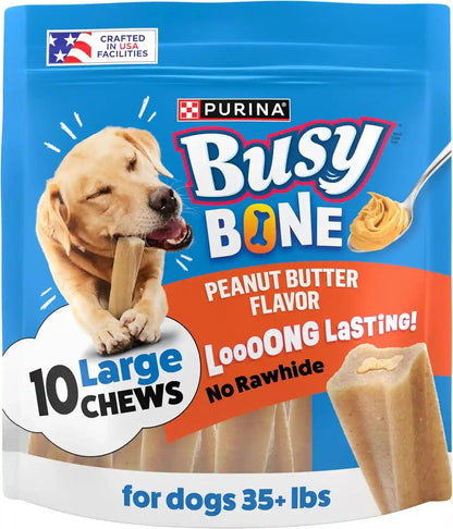 Purina Busy Bone Adult Dog Chew Bone Treats, Peanut Butter - 10 Ct. Pouch1