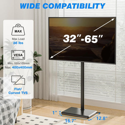 Swivel Floor TV Stand for 32-65 Inch Flat Screen Tvs | Height Adjustable Mount, Solid Wood Base, Space Saving, Holds 88Lbs, Max VESA 400X400Mm for Living Room Bedroom Corner8