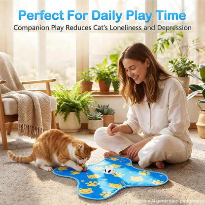 Interactive Cat Toys for Indoor Cats, Rechargeable Hide & Seek Toy | Touch Activated, 3 Speed Modes, Realistic Bird Chirps, 10-Min Auto Shutoff, Hidden Feather Wand for Bored Adult Cats, Blue8