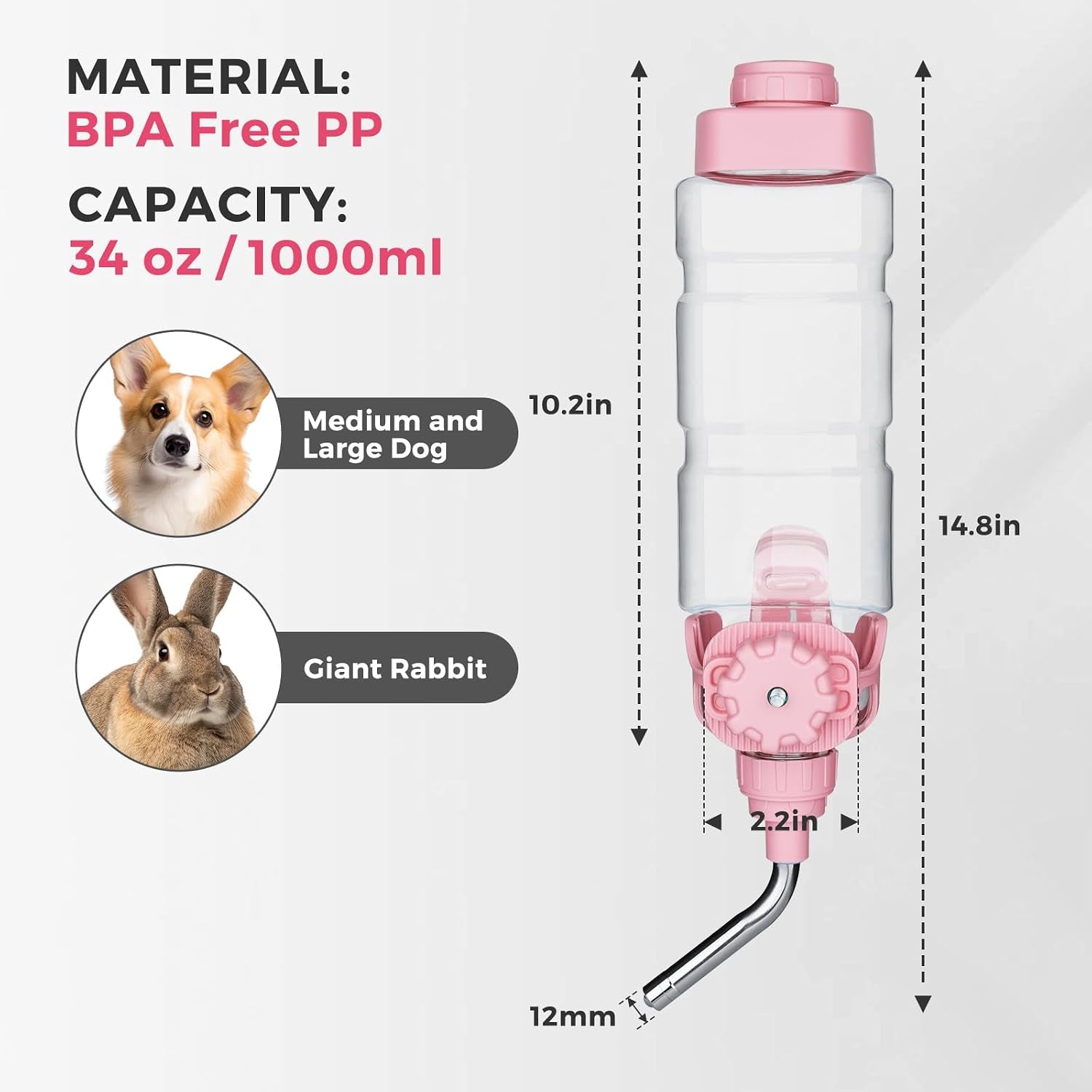 vannon-dog-crate-water-bottle-34oz-top-fill-pet-water-dispenser-pink-kennel-water-bottle-helps-keep-pets-hydrated-longer-with-fewer-refills-and-easy-daily-care