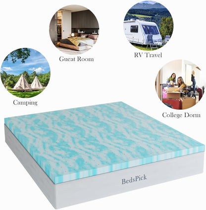 Memory Foam Mattress Topper Twin XL 3 Inch Gel Infused Soft Single XL Foam Mattress Pad College Dorm Extra Long XL Twin Bed Topper6