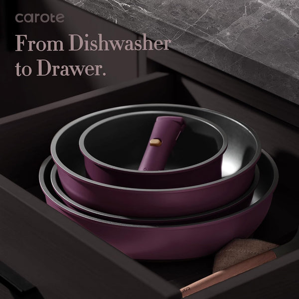 21Pcs Pots and Pans Set Non Stick, Detachable Handle Cookware Sets | Ultra Nonstick, Space Saving, Dishwasher & Oven Safe, Non-Toxic Kitchen/Apartment/Camping/Rv/ Traveling, Purple4