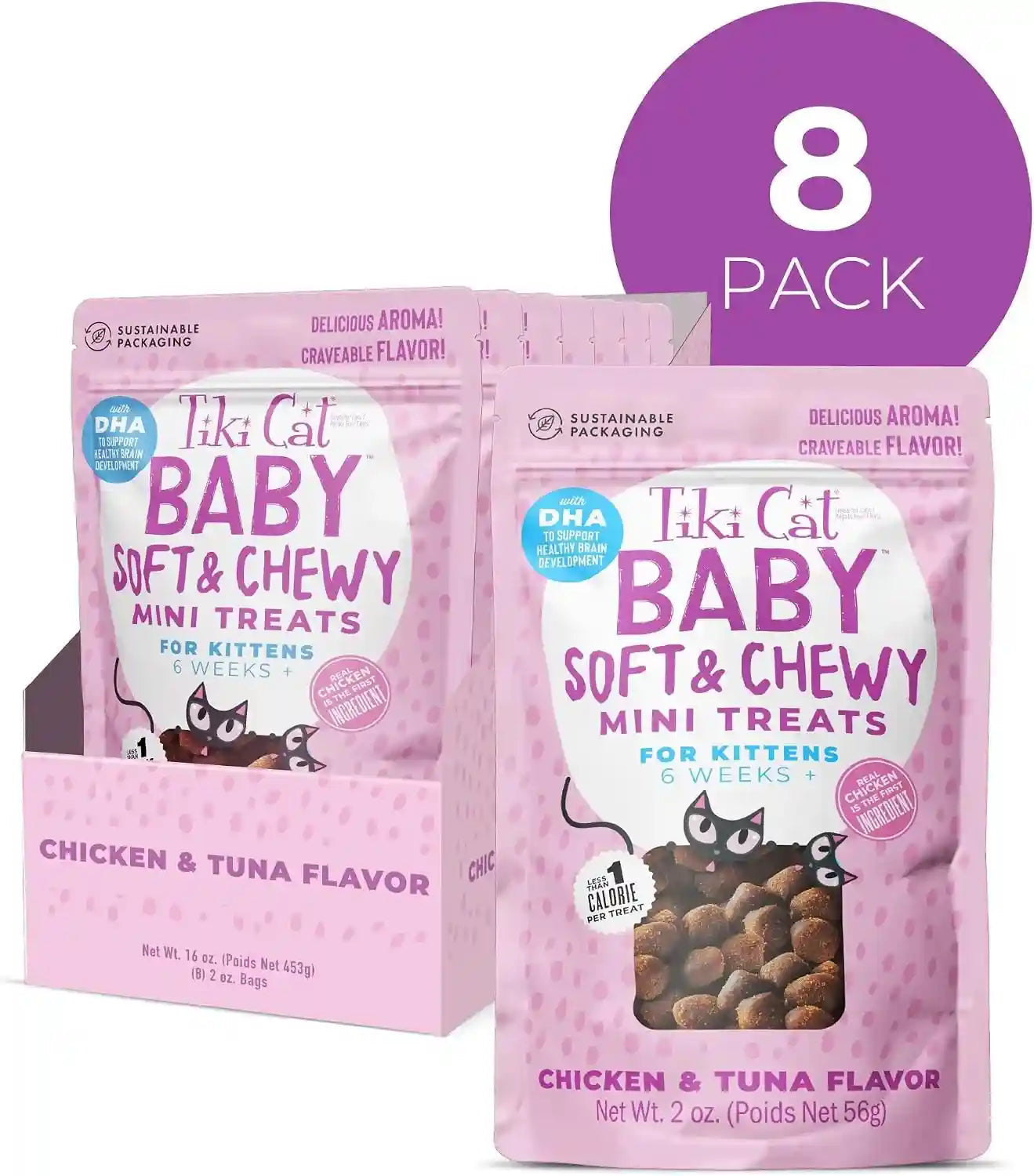 tiki-cat-baby-soft-chewy-chicken-flavored-low-calorie-mini-treats-for-kittens-6-weeks-2-oz-pouch-pack-of-2