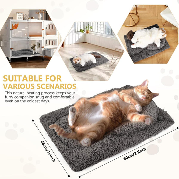 Tailtastic Self Warming Cat Bed with U-Shaped Neck Support Pillow 24"X18" | Heat-Reflective Layer,Orthopedic Support,Milk Fleece & PP Cotton Fill, Non-Slip Bottom, Fits Crates, Sofas & Windows5