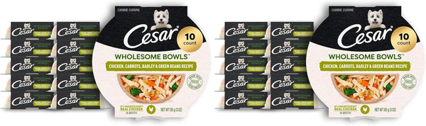 Cesar Wholesome Bowls Wet Dog Food, Chicken Recipe, 3 Oz, 10 Count | Real Chicken #1 Ingredient, Slow-Cooked, 7 Key Ingredients, No By-Products or Artificial Flavors, Easy to Digest15