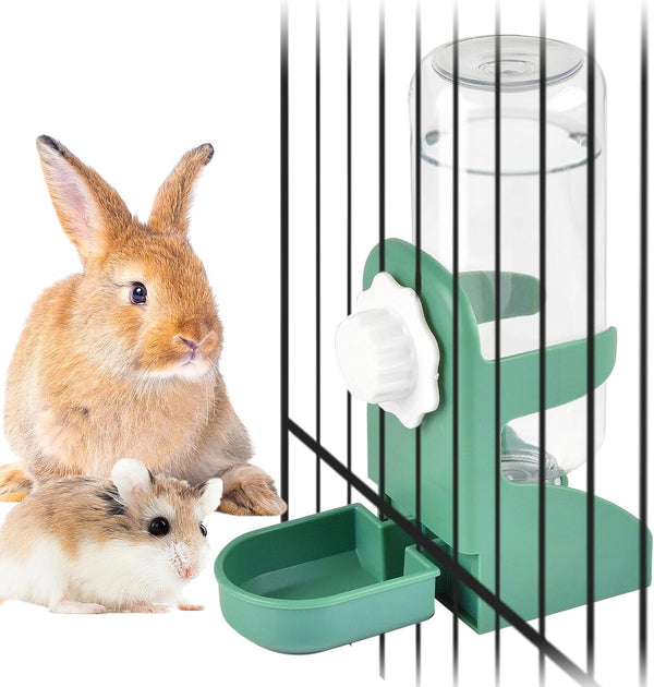 Kathson Rabbit Water Dispenser for Cage 17 Oz Hanging Guinea Pig Water Bottle No Drip Gravity Automatic Bunny Water Bottle No Leak Small Animal Water Bottle for Chinchilla Ferret Hamster（White）8