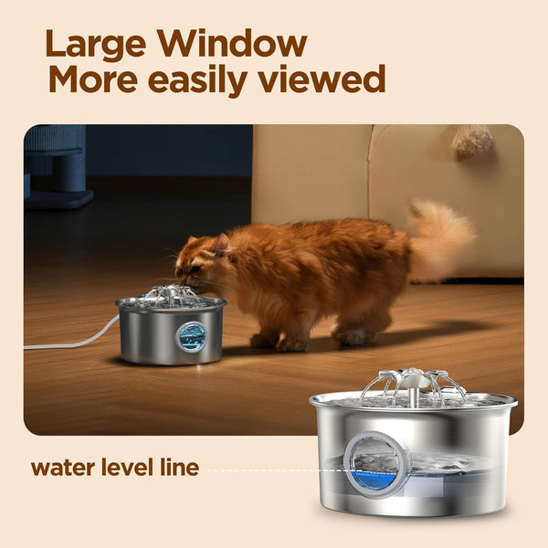 Stainless Steel Cat Water Fountain: 88Oz/2.6L Cat Fountain for Drinking | Pet Water Fountain for Cats inside with Flower Quiet Cats Dispenser Kitty Drinking Fountains Indoor for Pets& Small Animals6
