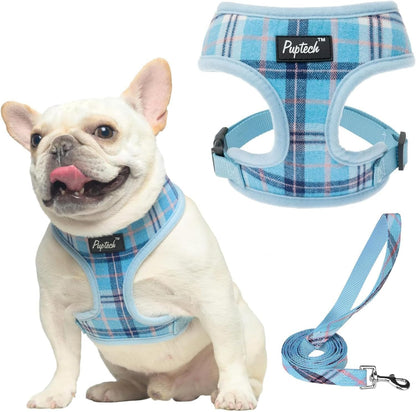 PUPTECK Soft Mesh Dog Harness Small Sized and Leash Set Pet Puppy Cat Comfort Padded Vest No Pull Harnesses, Beige, S69