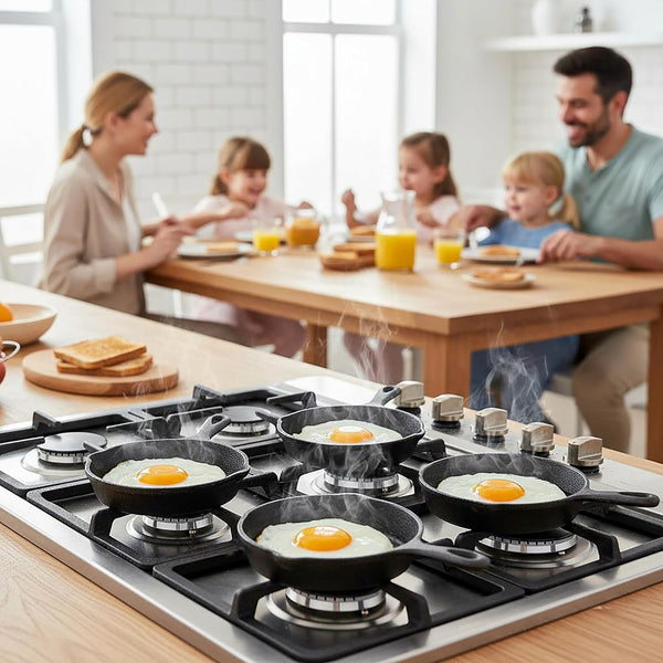 4 Pack Mini Cast Iron Skillet, 4" Small Frying Pans with Double Drip-Spouts for Stove, Oven, Grill Safe, Indoor and Outdoor Use, Non-Stick9