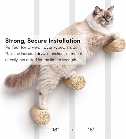 Xympo Wall-Mounted Cat Climbing Steps, Floating Sisal Scratching Posts, 8 Inch, 3 Pack, Easy Drywall Install4