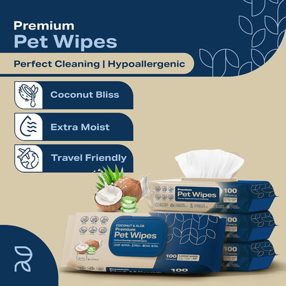 REFRESHIFY Dog Wipes for Paws and Butt - Coconut Scented (Pack of 400) - Pet Wipes for Dogs and Cats - Deodorizing Non Toxic Dog Wipes, +12 Additional Travel Wipes2