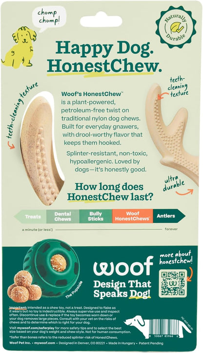 WOOF Honestchew Antler Dog Chew Toy for Dogs 25-60 Lbs | Includes Antler & Infinity, Plant-Based Materials, Splinter-Resistant, Durable Chews, Supports Dental Care, Gift-Ready Set9
