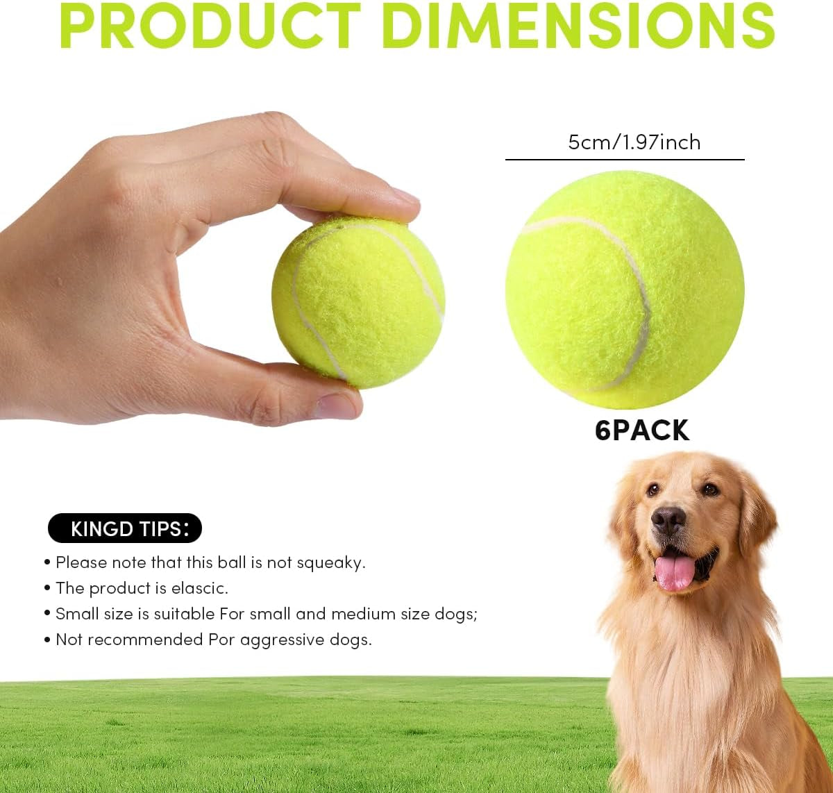 ziyize-mini-tennis-balls-6-pack-2-inch-dog-tennis-balls-easy-catching-pet-playing-ball-for-2-inch-dog-ball-launcher
