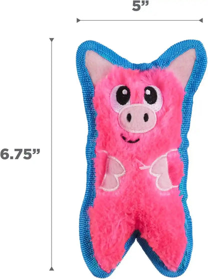 Outward Hound Durablez Minis – Squeaky Plush Dog Toy, No Stuffing for Less Mess, Interactive & Tough, Jumbo Squeaker, Puppies & Small Dogs, Pig, 6.8"6