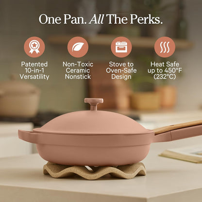 Our Place Always Pan 2.0, 10.5" Ceramic Nonstick Pan, 2.6 Qt | Patented 10-In-1 Ceramic Frying Pan; Spatula & Steamer Basket; Toxin-Free Nonstick, Induction Compatible, Oven Safe to 450°F2