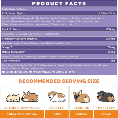 NATURE TARGET 6 Billion Freeze Dried Probiotics for Dogs, 120 Bites | with Prebiotics & Enzymes, Vitamins & Omega 3, Support Digestive & Gut Health, Itch Relief, Reduce Diarrhea5