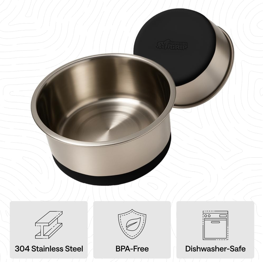 gorilla-grip-dog-bowls-food-grade-304-stainless-steel-holds-2-us-cups-each-16-fl-oz-food-and-water-bowl-for-feeding-dogs-and-cats-dishwasher-safe-rust-resistant-bpa-free-rubber-base-2-set-black