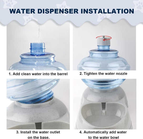 3 Gallon Large Dog Water Dispenser, Automatic Gravity Pet Waterer Station for Large Dogs and Multiple Pets, Indoor/Outdoor Dog Water Bowl with Anti-Slip Base, Bpa-Free, Grey6