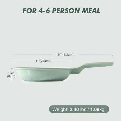 Nonstick Ceramic Frying Pan 11-Inch, Healthy Non Toxic Skillet, Induction Compatible Omelet Pan with Heat Resistant Handle, Pfas-Free, Mint Green7