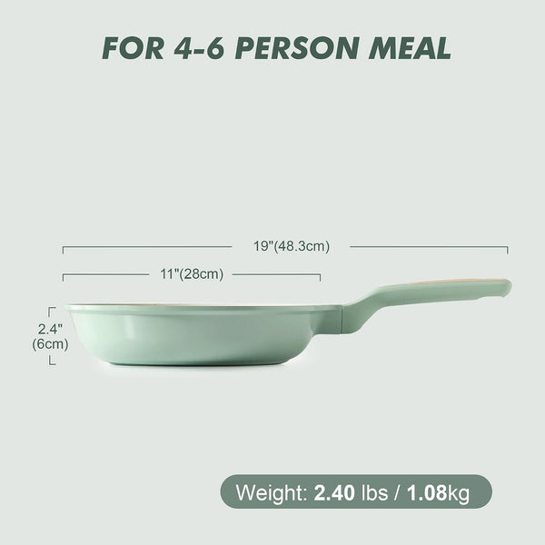 Nonstick Ceramic Frying Pan 11-Inch, Healthy Non Toxic Skillet, Induction Compatible Omelet Pan with Heat Resistant Handle, Pfas-Free, Mint Green7