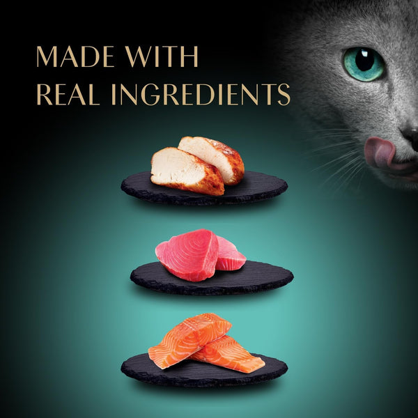 Sheba Premium Puree Lickable Cat Treats, Chicken, Salmon & Tuna, 24 Count | Grain-Free, Real Meat, Squeezable Tubes, No Corn/Wheat/Soy, No Artificial Flavors, Creamy Texture, 0.49 Oz. Tubes5