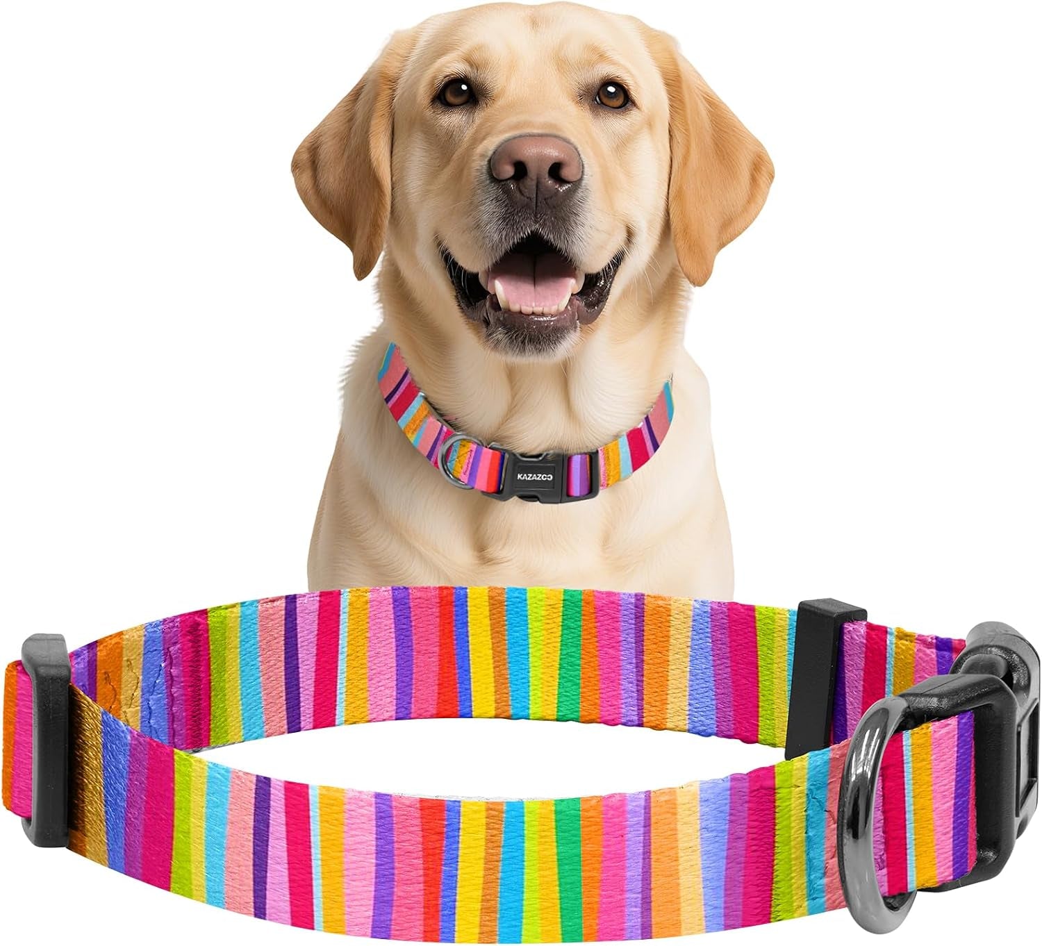 kazazoo-dog-collar-cute-and-soft-nylon-puppy-collar-girl-dogs-adjustable-purple-dog-collars-for-medium-dogs-purple-flowers-m