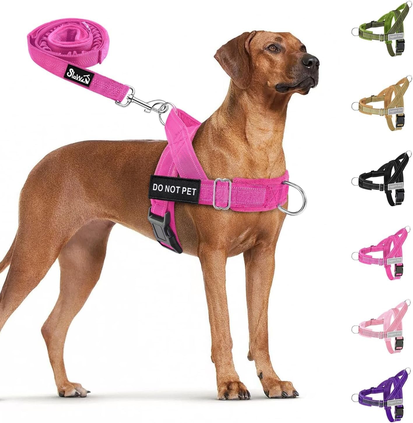 slowton-no-pull-dog-harness-heavy-duty-dog-harness-and-leash-set-for-medium-large-dogs-reflective-tactical-harness-with-soft-padded-and-front-clip-for-easy-walk-and-training-black-l