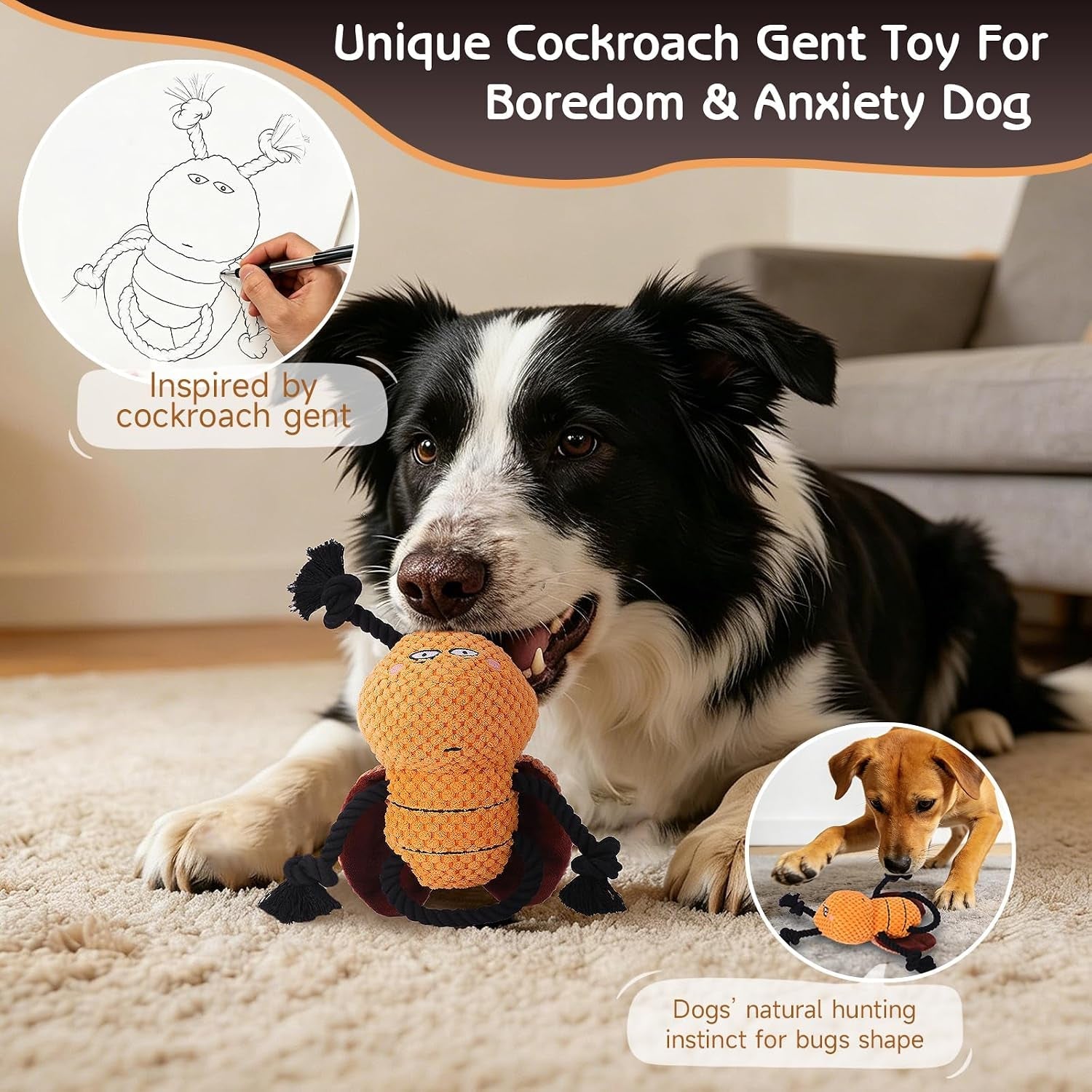 yipetor-cockroach-squeaky-dog-toy-puppy-rope-chew-toy-for-medium-dogs-anti-boredom-tug-of-war-machine-washable-teeth-cleaning-crinkle-paper-plush-toy-separation-anxiety