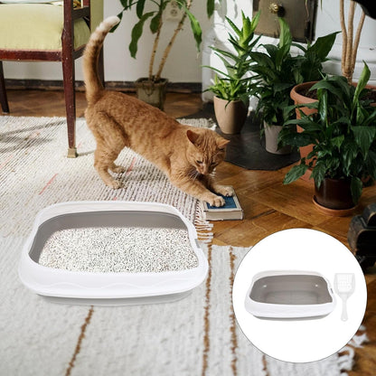 Wakauto Kitten Litter Pan Anti-Splash Durable Cat Litter Basin Semi-Enclosed Grey Pet Toilet for Indoor Kitten Training and Housebreaking6