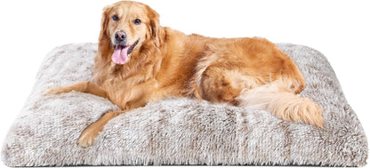 EHEYCIGA Fluffy Dog Crate Bed for Extra Large Dogs, Plush Faux Fur Pad, Calming anti Anxiety XL Bed for Crate, Washable Soft Warm Dog Mat with Non-Slip Bottom, Grey17