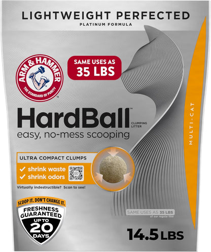 ARM & Hammer Hardball Clumping Cat Litter, Garden Bloom, 14.5 Lbs | Lightweight 5-In-1, 24/7 Odor Control, Easy Clean Up, Non-Clay Formula, 99.9% Dust-Free, Multi-Cat1