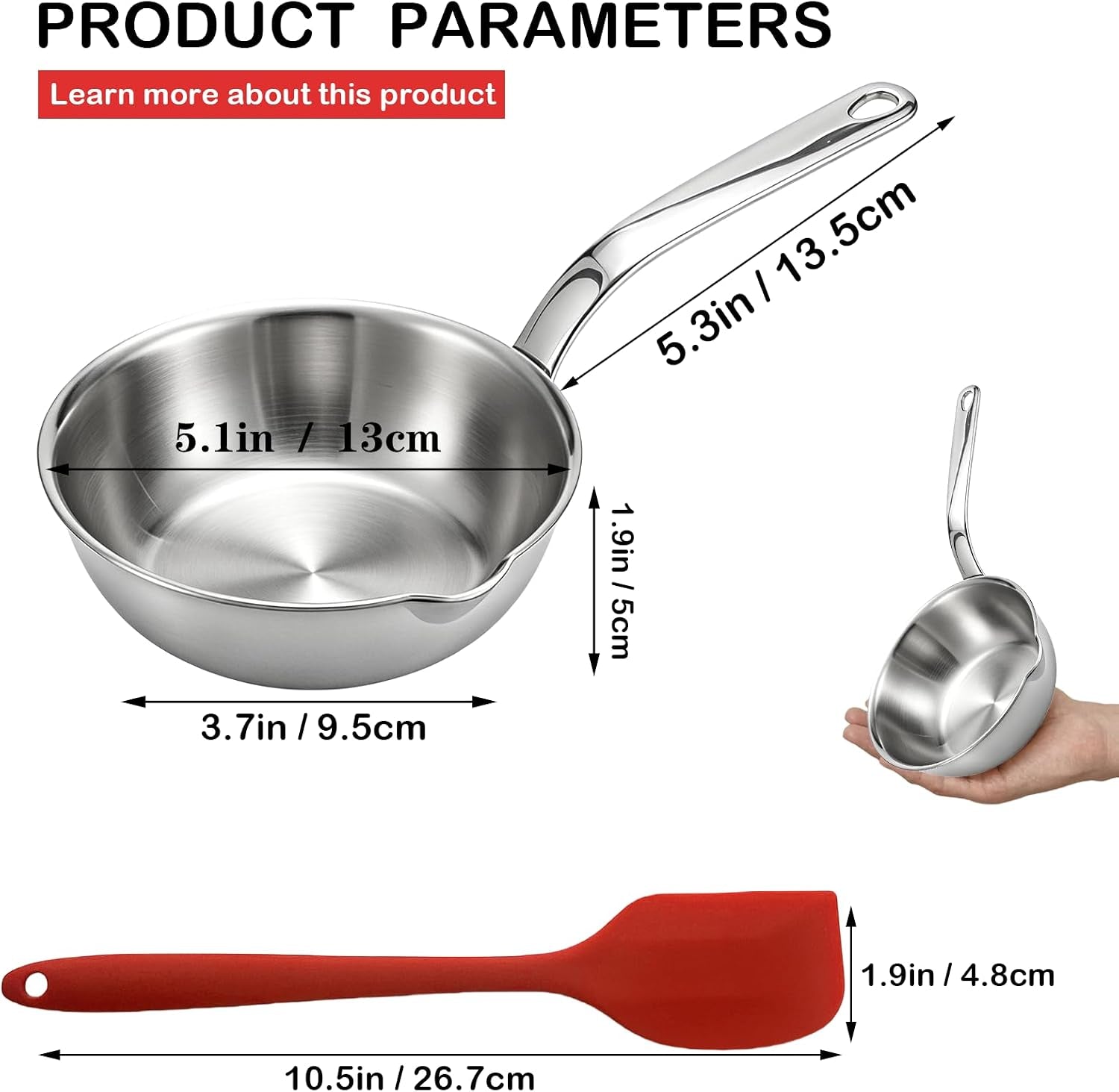 5-1-inch-mini-egg-pan-stainless-steel-sauce-pan-omelet-pan-with-pour-spout-1-2-quart-frying-pan-sus304-stainless-steel-mini-skillet-for-egg-frying-pan-butter-warmer-with-11-scraper-red