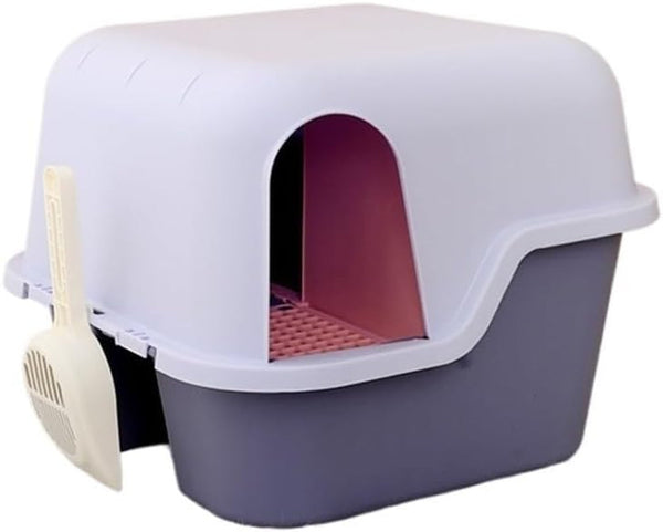 Pet Supplies, Enclosed Cat Litter Box with Lid & Scoop, Anti-Splash Hooded Tray, Easy Clean2