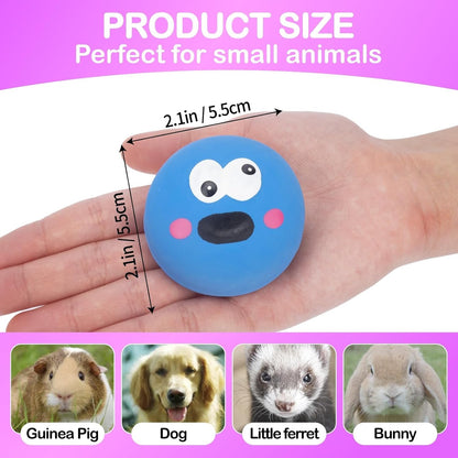 BESNEW Natural Rubber Squeaker Toys for Ferret,High Elasticity Ferret Latex Squeaker Balls 3 Pack,Tough Teething Toys Big Eyes Printed Toy Ball for Small Dogs,Easy to Clean3