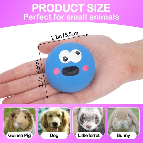 BESNEW Natural Rubber Squeaker Toys for Ferret,High Elasticity Ferret Latex Squeaker Balls 3 Pack,Tough Teething Toys Big Eyes Printed Toy Ball for Small Dogs,Easy to Clean3