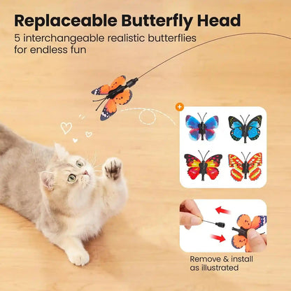 Potaroma Interactive Spinning Butterfly Cat Toy Wand, Rechargebale | Automatic Self-Play & Handheld Mode, Electric Touch Activated Cat Teaser with Suction Cup for Indoor Kittens8