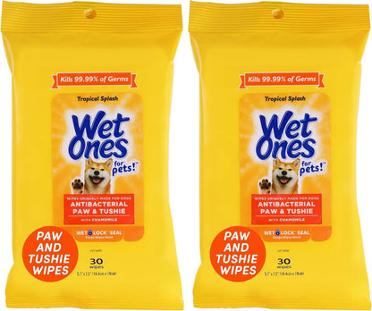 Wet Ones for Pets Paw and Tushie Dog Wipes, Tropical Splash, 30 Count | Chamomile-Infused Wipes, Wet-Lock Seal, Tropical Splash Scent, Paws and Butt Cleanup6