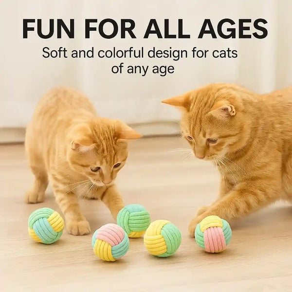 Cat Chew Balls – 6-Pack Rope Cat Toys with Crinkle Sound, Soft and Durable, for Indoor Cats, Kittens, Teeth & Gum Health4