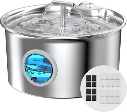 Cat Water Fountain Stainless Steel: 2.6L Cat Fountain for Drinking - Pet Water Fountain for Cats Indoor - Automatic Pet Water Dispenser Bowl - Best Auto Feeding Supplies Gift for Small Dog Large Kitty11