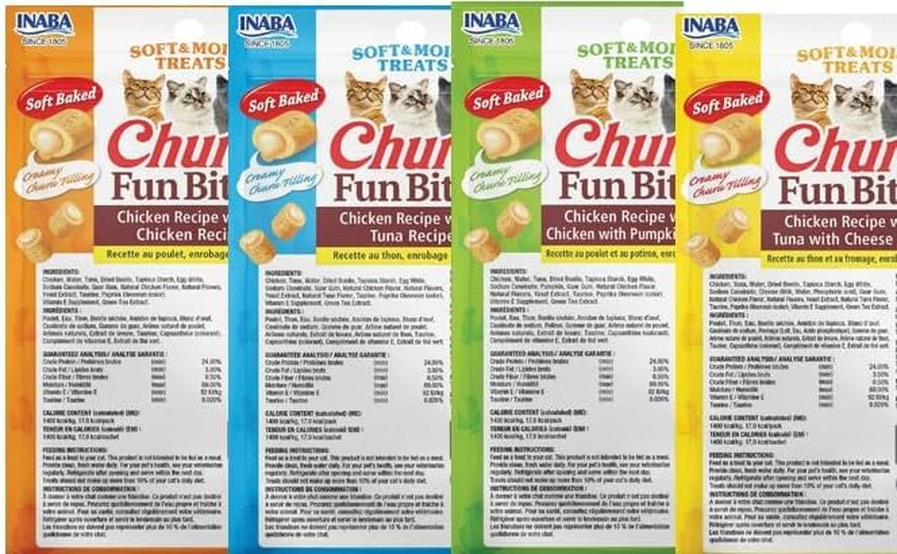 inaba-churu-fun-bites-for-cats-soft-chewy-baked-chicken-wrapped-filled-cat-treats-with-taurine-0-42-ounces-each-tetra-12-tetras-4-flavor-variety-pack