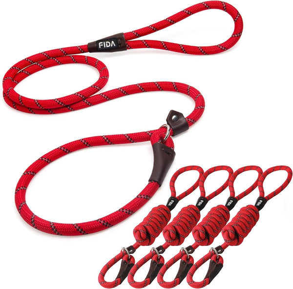 Fida Durable Slip Lead Dog Leash, 6 FT X 1/2" Heavy Duty Dog Loop Leashes, Comfortable Strong Rope Slip Leash for Large Medium Dogs, No Pull Pet Training Lead with Highly Reflective(1/2", Black)21