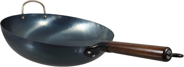 Carbon Steel Wok Iron Wok Frying Pan 32Cm Traditional Chinese Woks Cooking Pot Kitchen Frying Pan Wok Stir Fry Pan for Japanese Stir-Fry Grilling Frying Steaming Carbon Steel Pan5