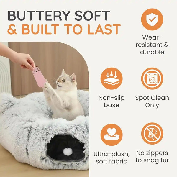 3-In-1 Cat Tunnel Bed – Cat Tunnels & Cat Beds for Indoor Cats with Catnip Toys – Cat Bed Cave & Peekaboo Cat Hideaway – Foldable Interactive Cat, Kitty & Kitten Toys4